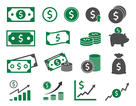 dollar icons, money signs set vector illustration
