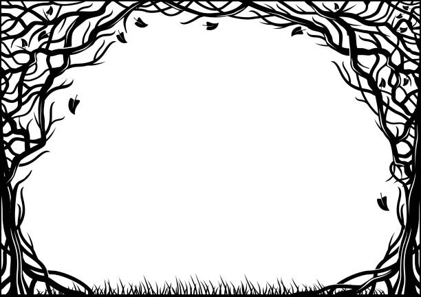 рама с естественной текстурой двух деревьев - ivy vine leaf frame stock illustrations
