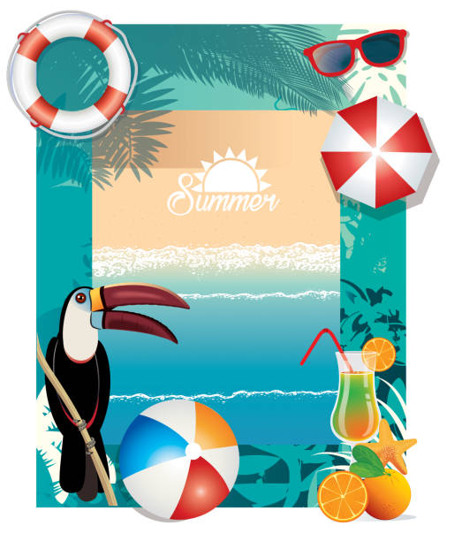 пляж - hut island beach hut tourist resort stock illustrations