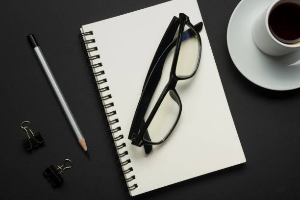 istock Office desk table with supplies. Flat lay Business workplace and objects. Top view. Copy space for text 923438506