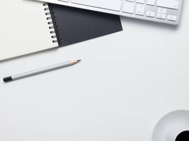 istock Office desk table with supplies. Flat lay Business workplace and objects. Top view. Copy space for text 923441260