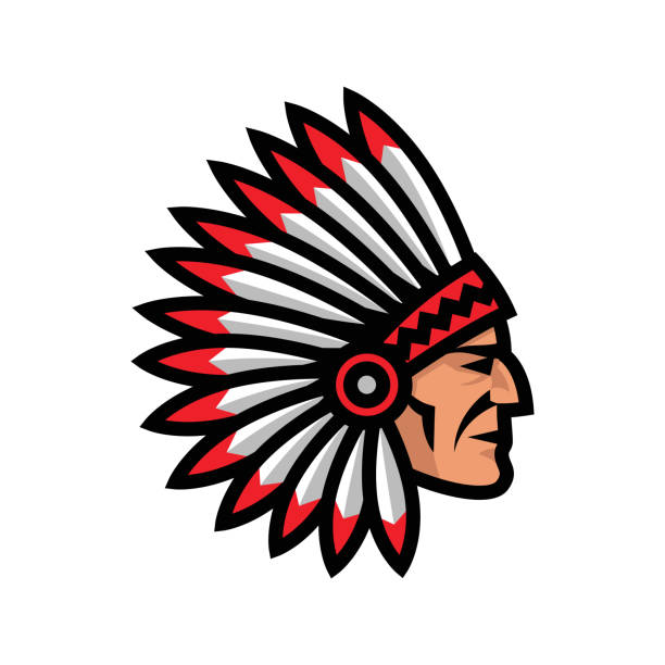 indian chief-kopf-symbol. gebürtige amerikanische maskottchen. - valiant stock-grafiken, -clipart, -cartoons und -symbole