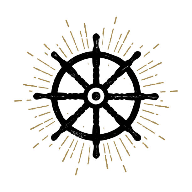 手描きテクスチャ ベクトル図とテクスチャの航海レトロなバッジです。 - sailboat silhouette captain recreational boat点のイラスト素材／クリップアート素材／マンガ素材／アイコン素材