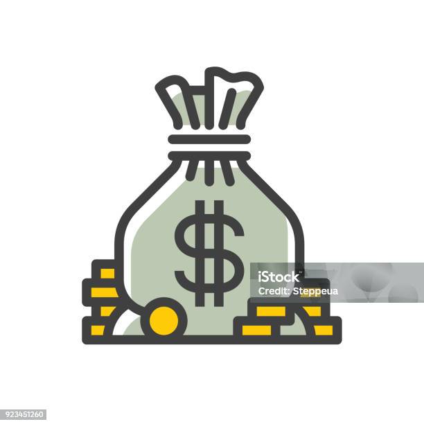 Money Bag Line Icon Stock Illustration - Download Image Now - Money Bag, Icon Symbol, Coin