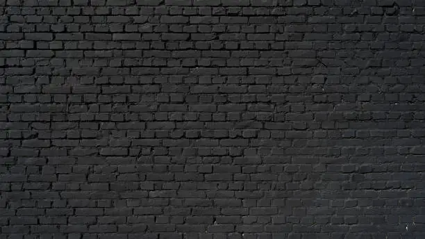 Black wall as background, texture of a black brick wall