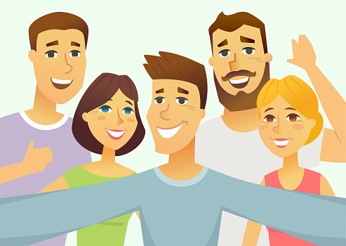 A Group Of Friends Cartoon People Character Isolated Illustration Stock  Illustration - Download Image Now - iStock