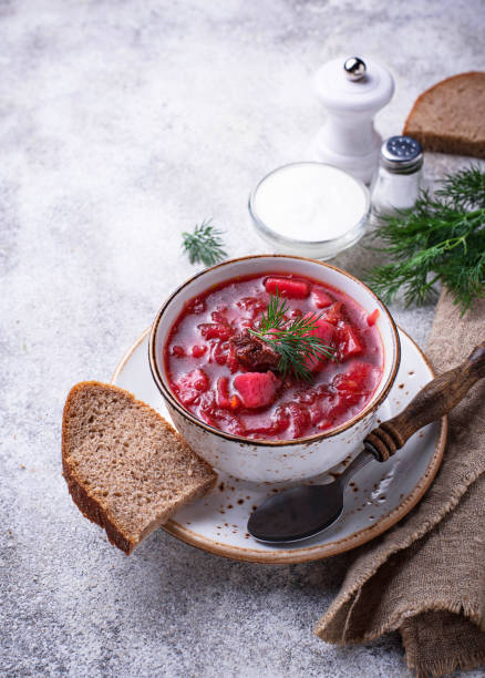 istock Traditional Ukrainian beetroot soup borsch 923458360