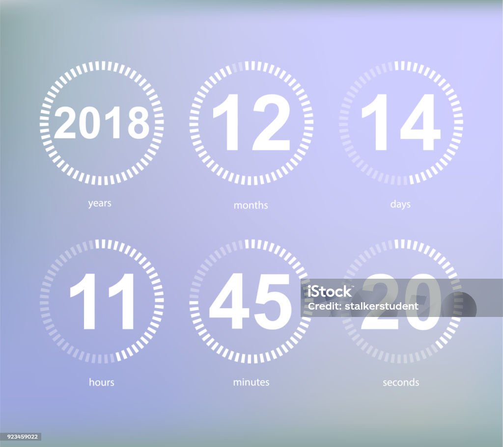 Days hours minutes seconds, icon of timer showing what time is left to beginning of certain event vector illustration isolated on grey. Arrival stock vector