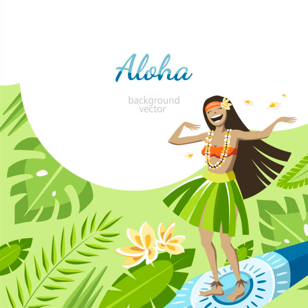 ハワイ州 - hula dancing点のイラスト素材／クリップアート素材／マンガ素材／アイコン素材