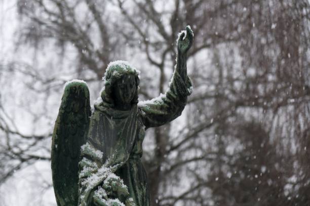 istock Cemetery covered by snow in winter. 923469974