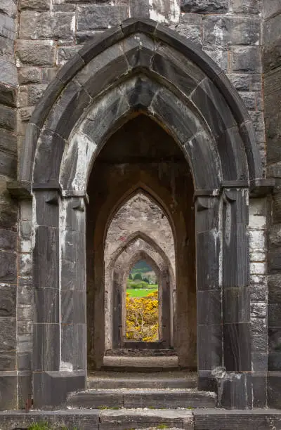 Arches in the ruins of the old Dunlewey Church in County Donegal, Ireland