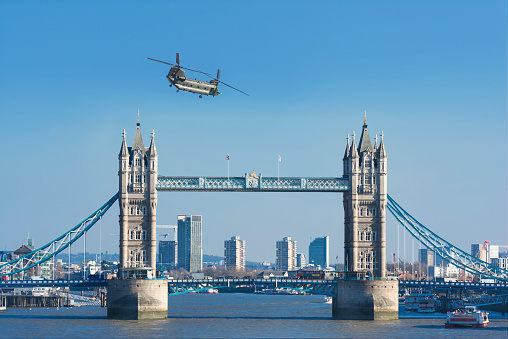 Chinook helicopter above Tower Bridge