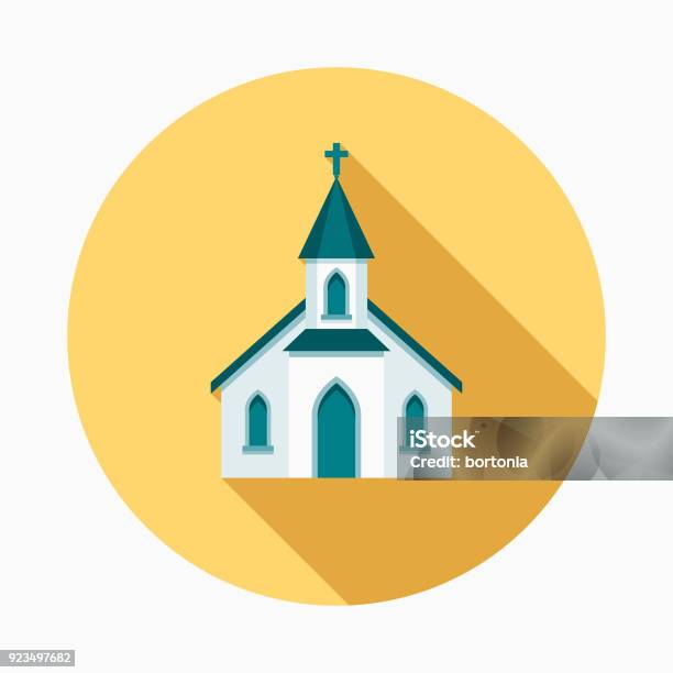 Church Flat Design Easter Icon With Side Shadow Stock Illustration - Download Image Now - Church, Religious Cross, Icon Symbol