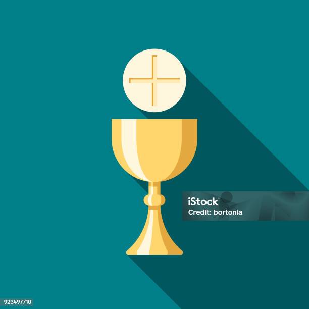 Communion Flat Design Easter Icon With Side Shadow Stock Illustration - Download Image Now - Communion, Bread, Catholicism