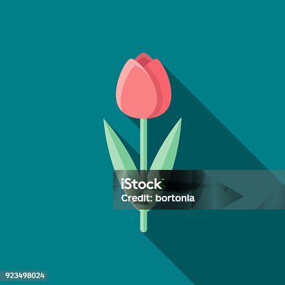 istock Tulip Flat Design Easter Icon with Side Shadow 923498024