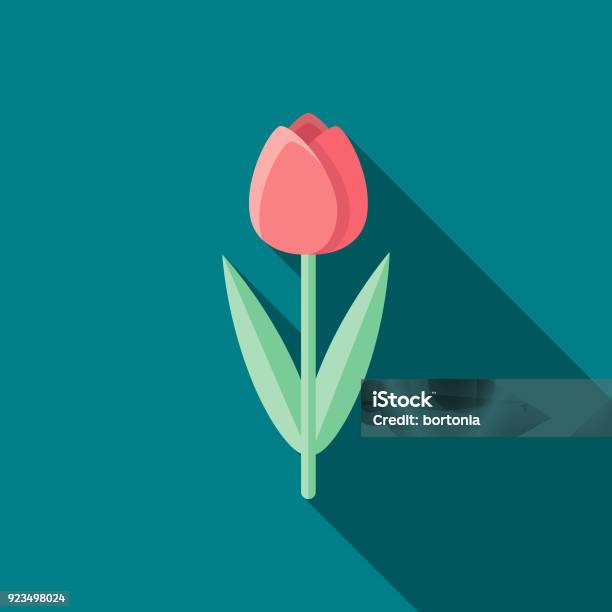 Tulip Flat Design Easter Icon With Side Shadow Stock Illustration - Download Image Now - Tulip, Vector, Flower