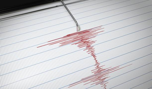 istock Lie detector or seismograph for earthquake detection is drawing chart. 3D rendered illustration. 923504692