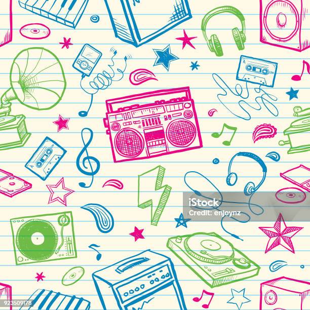 Retro Music Background Stock Illustration - Download Image Now - Music, 1980-1989, Backgrounds