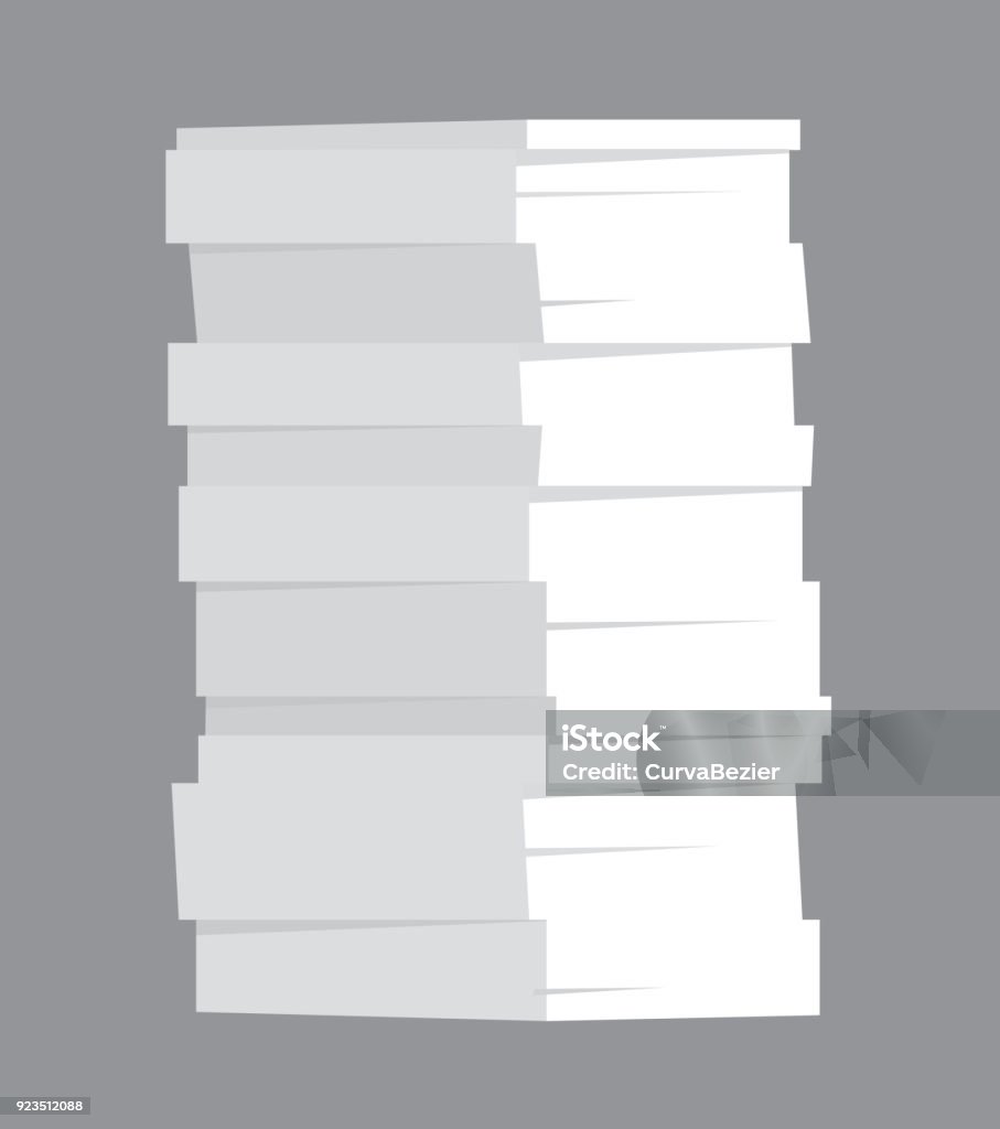 Huge stack of paper Cartoon illustration of huge stack of white paper Stack stock vector