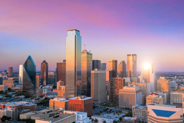 istock Dallas, Texas cityscape with blue sky at sunset 923519784