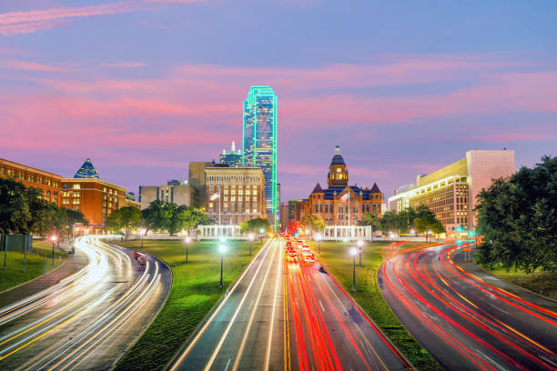istock Dallas downtown skyline at twilight, Texas 923519798