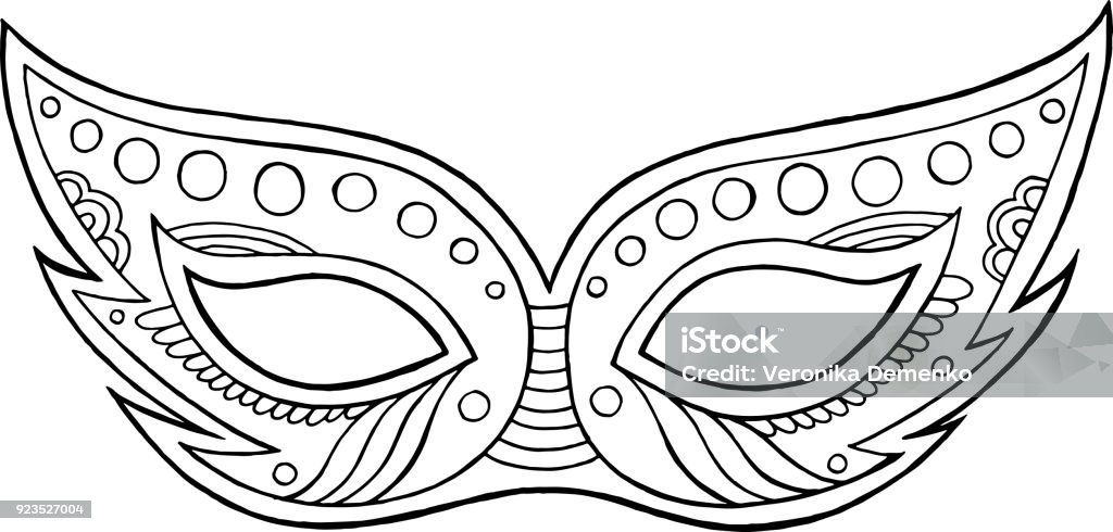 Mardi Gras mask - outline isolated element. Coloring page for adults. Vector illustration. Mask - Disguise stock vector