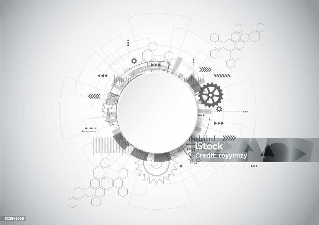 Abstract Technology Grey geometric background with gear shape. Vector graphic design Gear - Mechanism stock vector