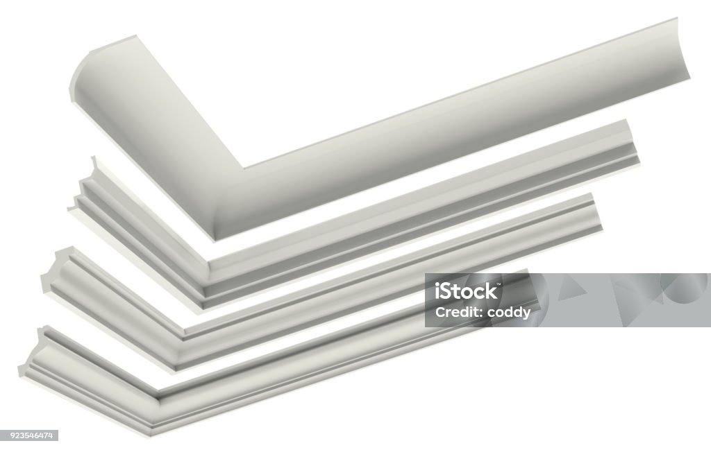 Cornice profile Cornice profile isolated on white Architectural Cornice Stock Photo