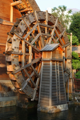 James Corwith Grist Windmill in Water Mill, New York, a popular tourist attraction along Route 27 on Long Island