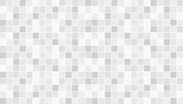 ilustraciones, imágenes clip art, dibujos animados e iconos de stock de blancos y gris pavimentos y revestimientos cerámicos. fondo de vector abstracto. textura de mosaico geométrico. simple de patrones sin fisuras para el telón de fondo, publicidad, banner, cartel, folleto o web - square tiles
