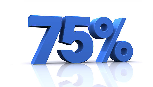 percentage, 75% stock photo