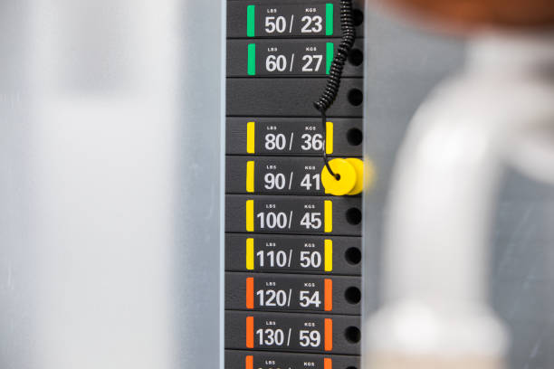 istock Weight stack at fitness. 923574756