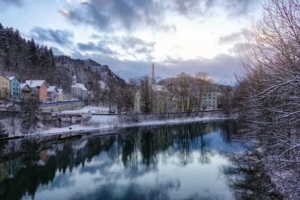 istock River view and village in winter 923574854