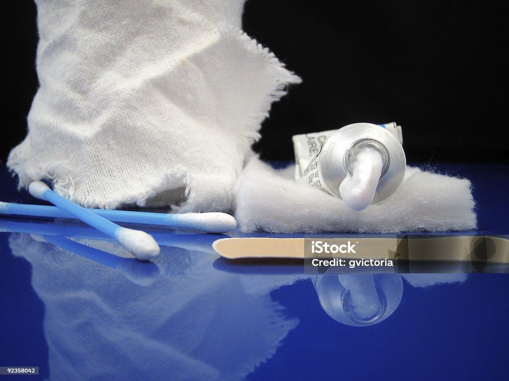 first aid first aid bandages swabs, antiseptic, and wrapping Adhesive Bandage Stock Photo