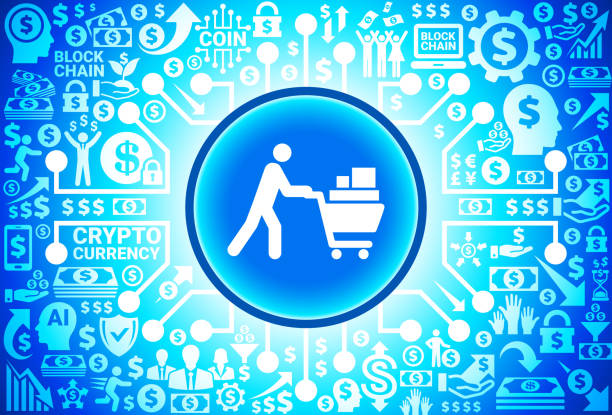 istock Shopping Cart  Icon on Money and Cryptocurrency Background 923581954