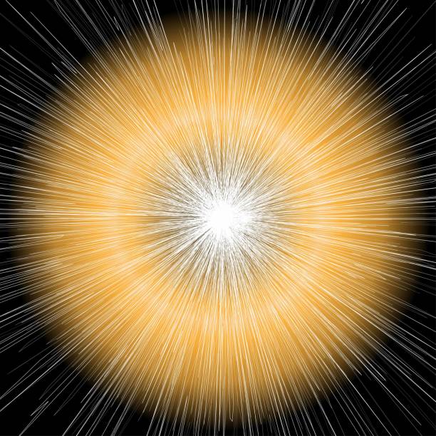 istock Yellow and orange radial abstract background, starburst, sunburst, rays of light element. Spotlight effect with lenses flare. 923586424