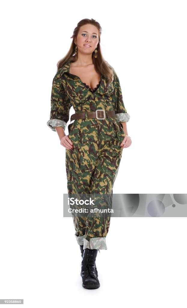 Schöne Frau in Militäruniform - Lizenzfrei Attraktive Frau Stock-Foto