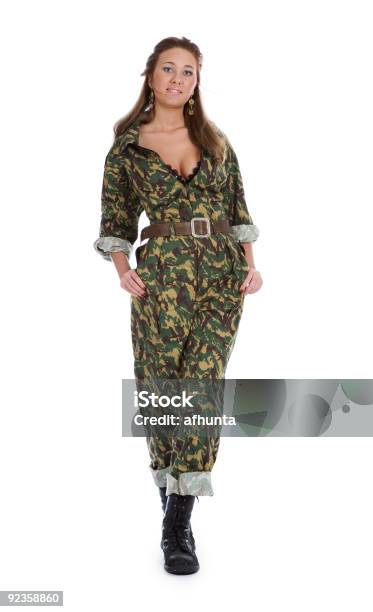 Schöne Frau In Militäruniform Stockfoto und mehr Bilder von Attraktive Frau - Attraktive Frau, Blondes Haar, Braun