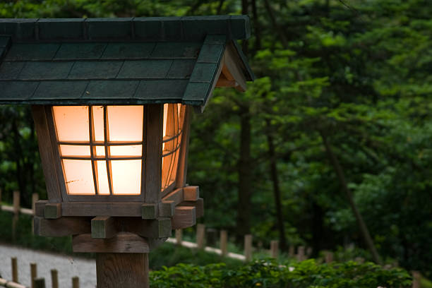 istock Japanese Wood Lantern at Dusk 92359183