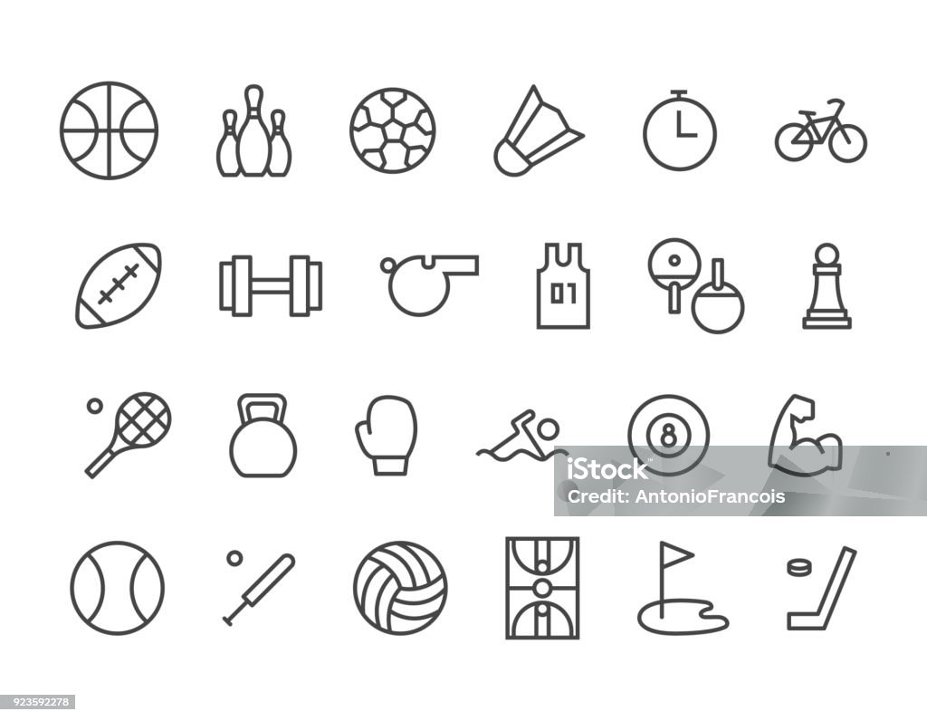 Simple Set of Sport Equipment Related Vector Line Icons. Contains such Icons as Soccer Football, Bodybuilding, Jugging and more. Editable Stroke. 48x48 - stock vector eps 10 Gym stock vector