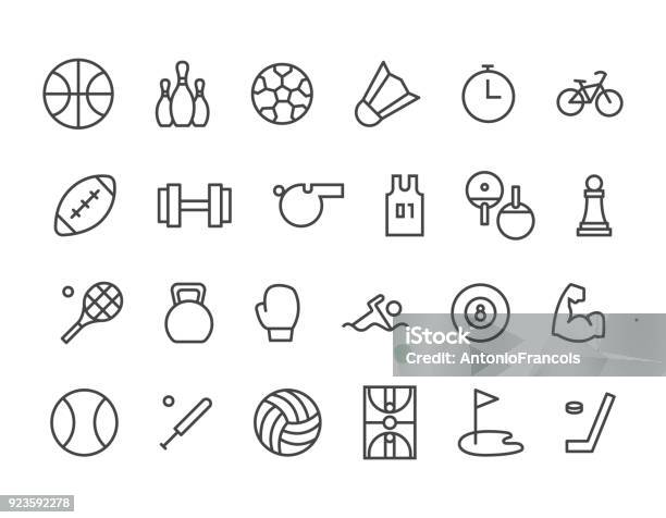 Simple Set Of Sport Equipment Related Vector Line Icons Contains Such Icons As Soccer Football Bodybuilding Jugging And More Editable Stroke 48x48 Stock Vector Stock Illustration - Download Image Now