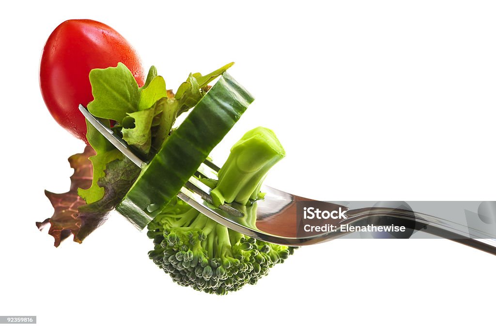 Frisches Gemüse auf einer Gabel - Lizenzfrei Blatt - Pflanzenbestandteile Stock-Foto