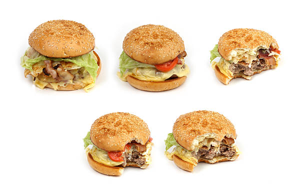 essen hamburger series - sesame seed white isolated on white stock-fotos und bilder