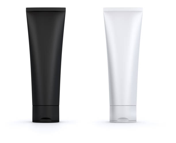 blank cosmetic tubes - white black plastic packaging imagens e fotografias de stock