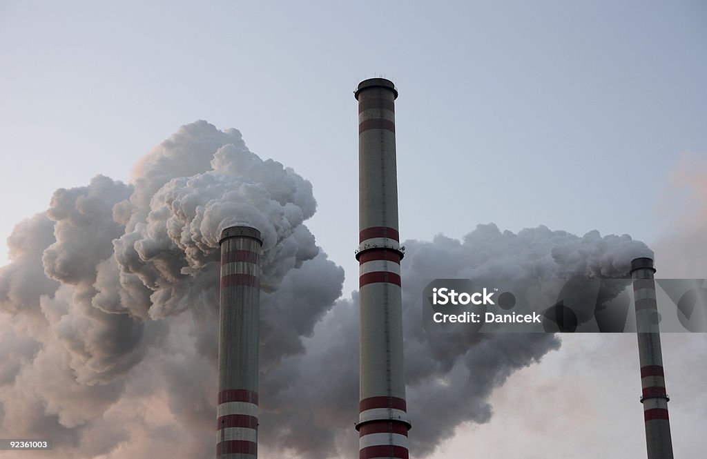 Coal power plant chimneys  Air Pollution Stock Photo