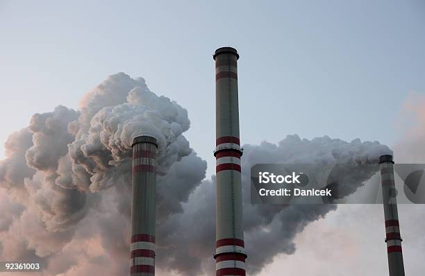 Coal Power Plant Chimneys Stock Photo - Download Image Now - Air Pollution, Burning, Carbon Dioxide