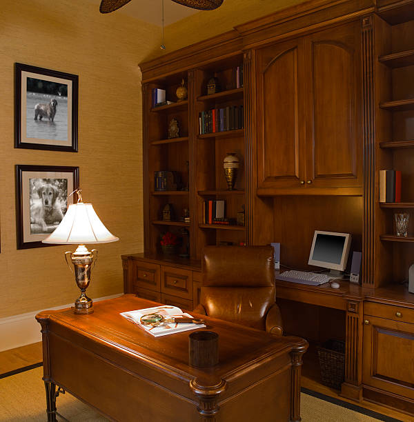 Working desk and wardrobe cabinet design for interior bedroom with modern style.