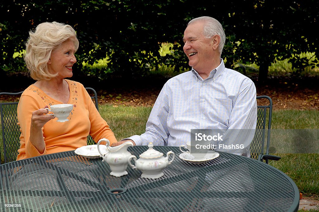 Elderly Couple Having A Cup Of Coffee  70-79 Years Stock Photo