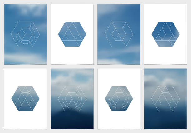 istock A4 brochure cover design with geometric shapes and masks in modern minimalistic style. Creative flyer template, annual report, leaflet, magazine cover or poster. Vector blank layout. Hexagonal figures 923614082