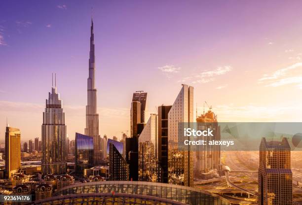 Dubai Downtown Skyline Stock Photo - Download Image Now - Dubai, Urban Skyline, Burj Khalifa